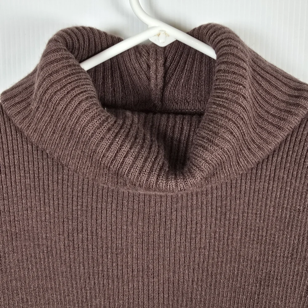 Tweeds Womens Wool Chocolate Brown Cowl Neck Ribbed Long Sleeve Sweater Size M